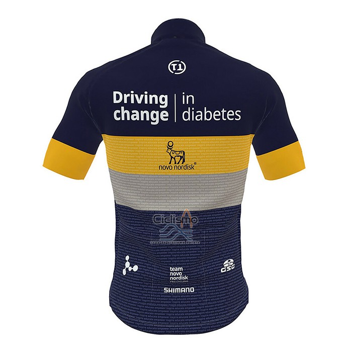 Novo Nordisk Ropa Ciclismo Culotte Corto 2022 Hombre Mangas Cortas Profundo Azul AMarillo